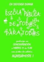 Cartaz da convocatoria á mobilización dos profesores do CEIP Humberto Juanes de Nigrán.